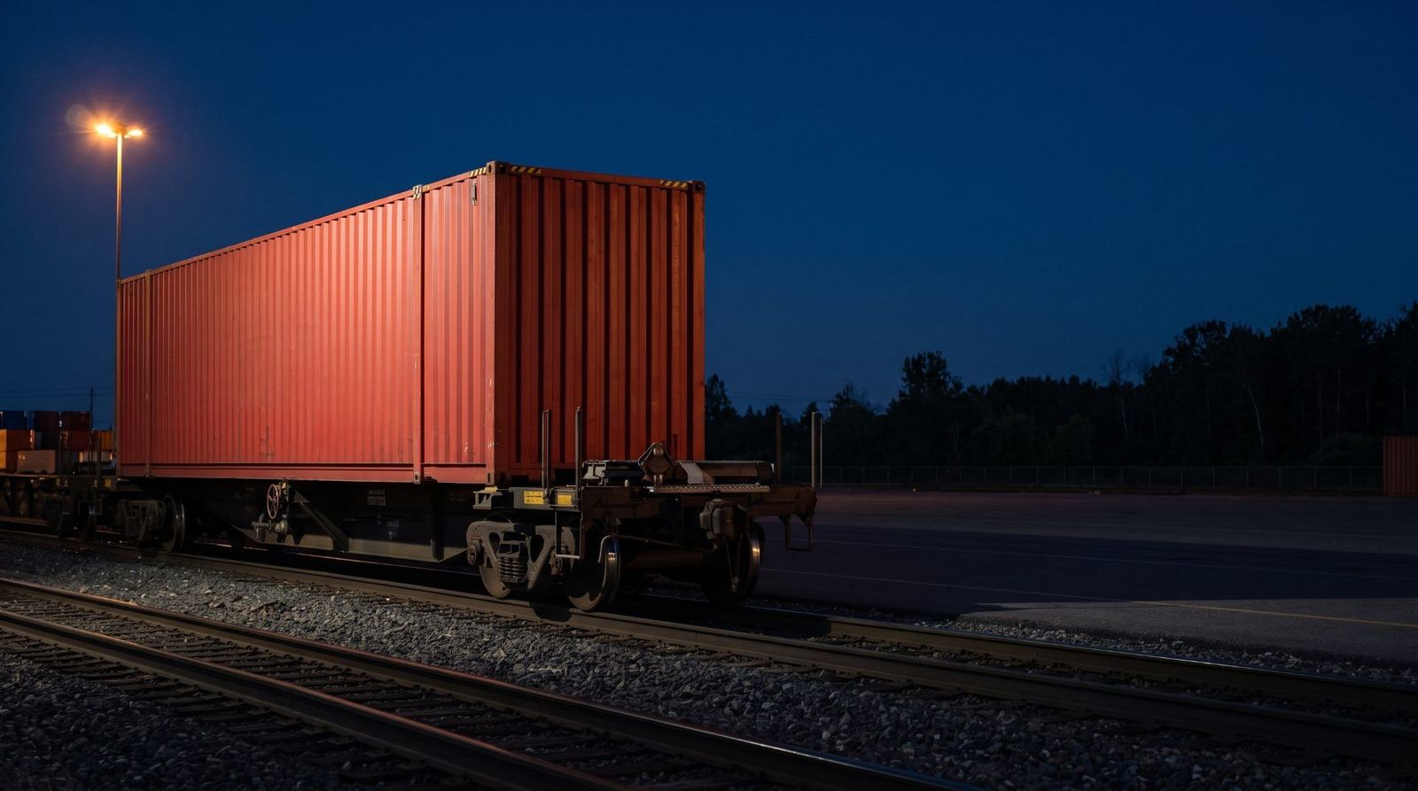 Get a Quote 1 Hero background: wide dark rail yard scene