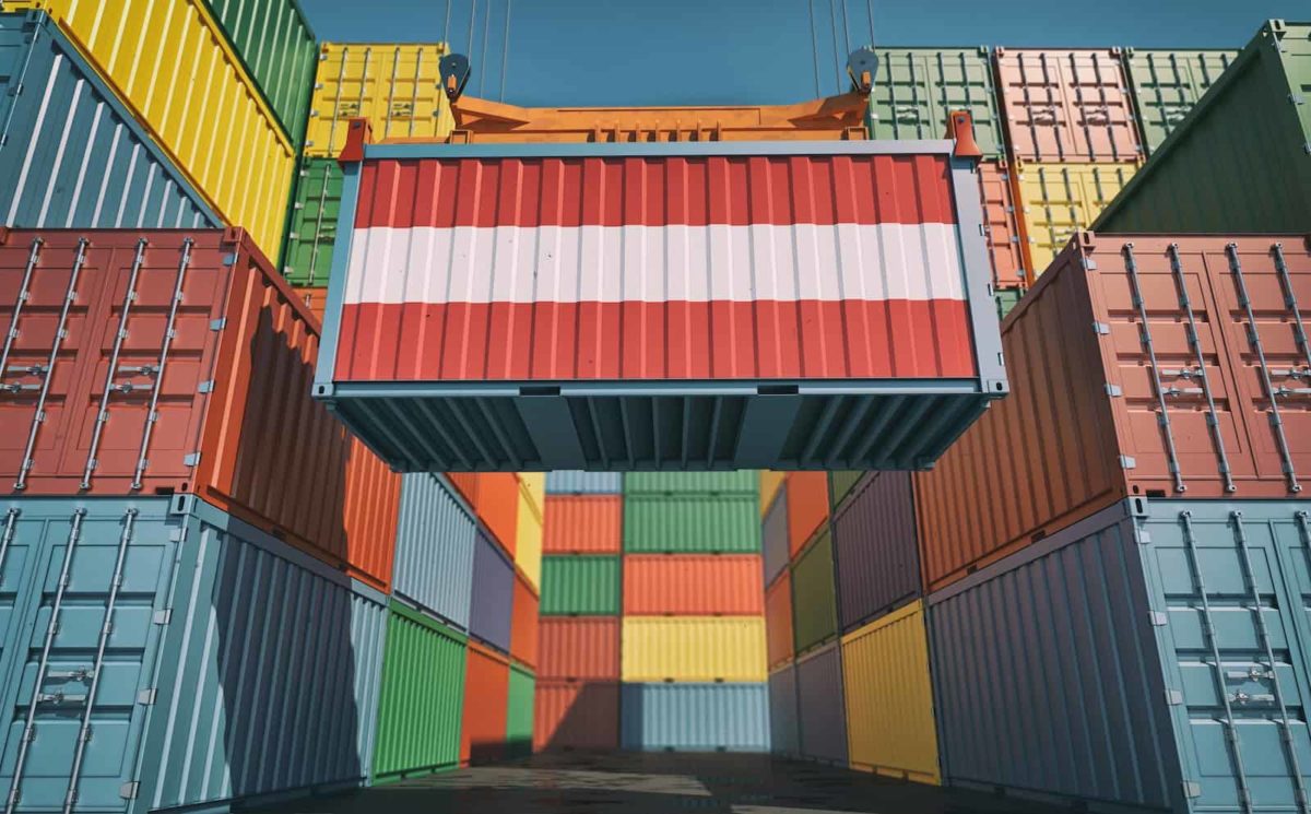 red and white intermodal container