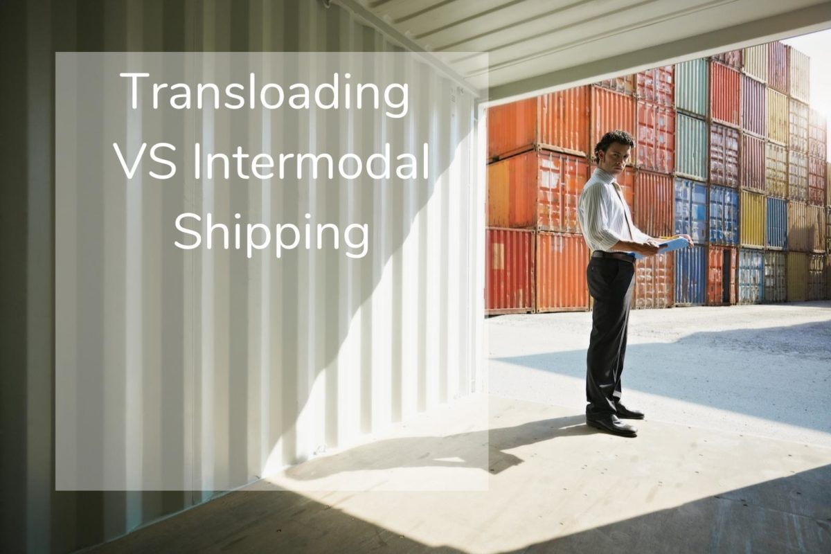 transloading: business man standing in empty container that has been transloaded