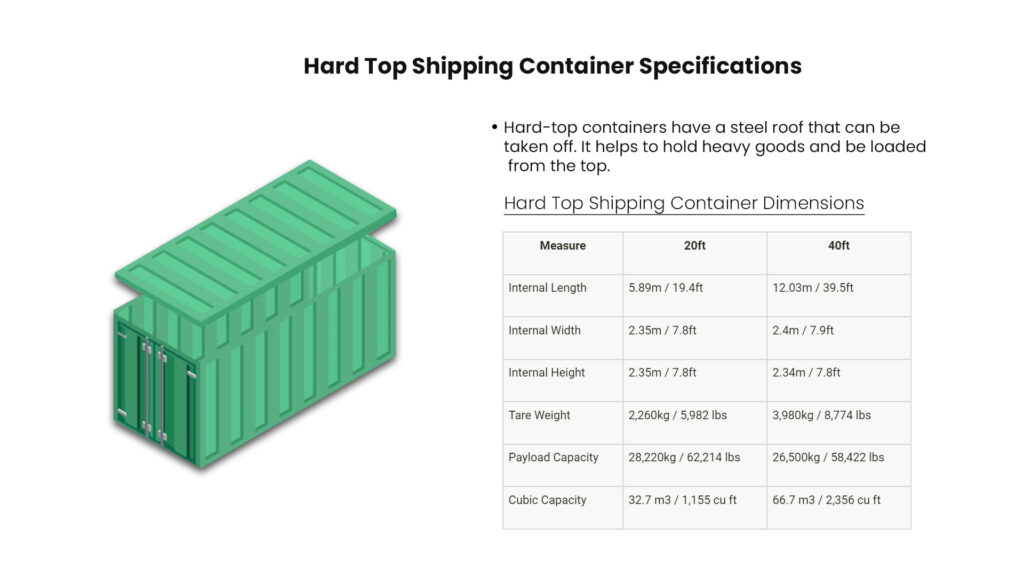Hard Top Shipping Container Dimensions