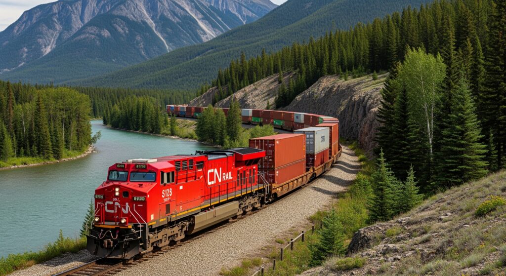 How to Get Better-Than-Direct CN Rail Rates in 5 Minutes (2025 Guide) 1 A CN Rail train travels across Canada, representing the network accessible for competitive cn rail rates.